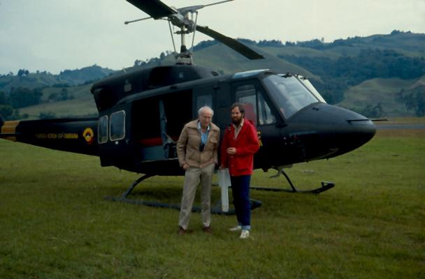 Herman Verstappen with an army helicopter used for observations Herman Verstappen with an army helicopter used for observations