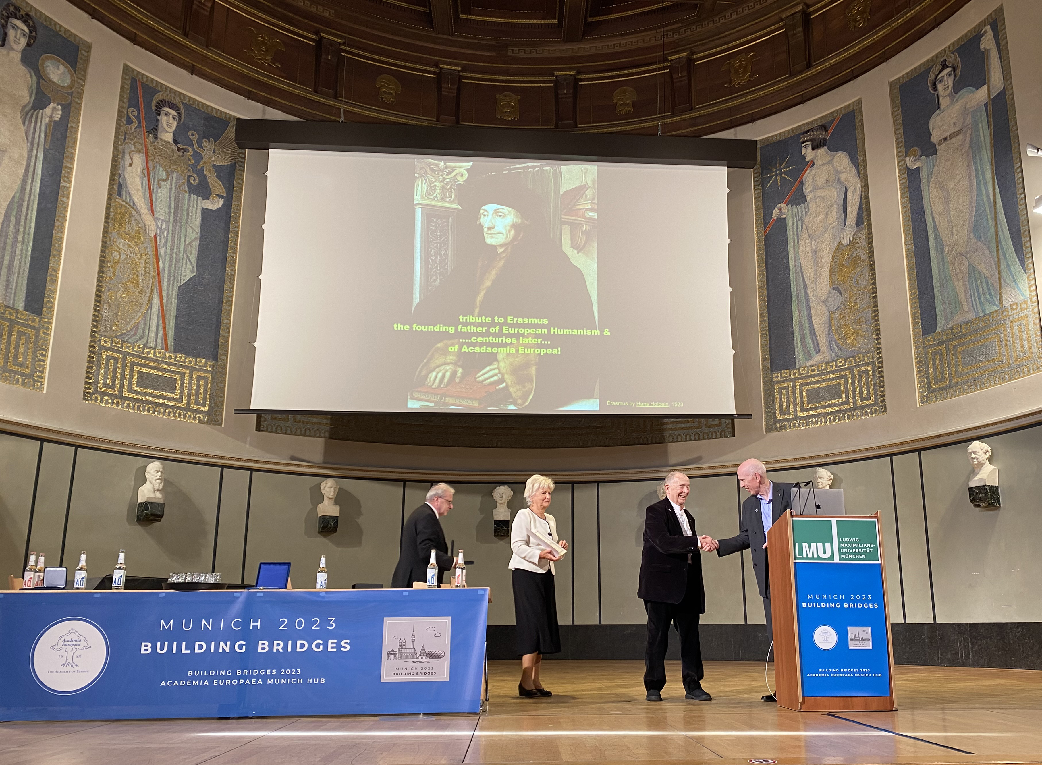 Award ceremony: Balázs Gulyás, Eva Kondorosi, Jean-Pierre Changeux, Ole Petersen